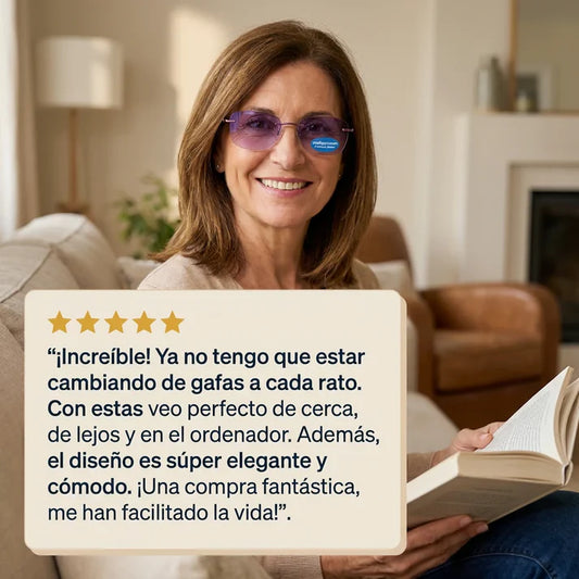 Gafas Blu Progresivas Inteligentes™ - Visión de cerca, intermedia y lejos en una sola gafa (No necesita graduación, incluye funda de cuero y PRUEBA GARANTIZADA de 30 DÍAS)